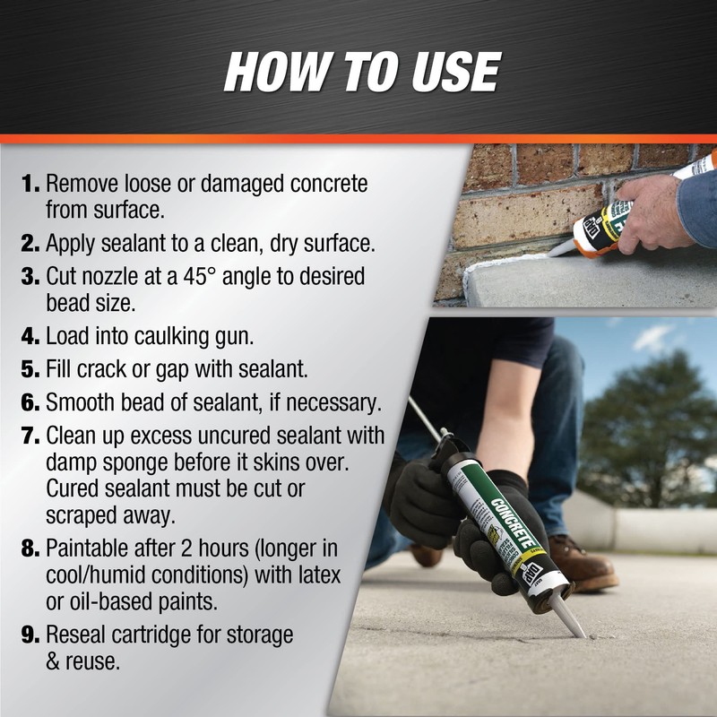 DAP Concrete and Mortar Filler and Sealant, Gray, 10.1 Oz