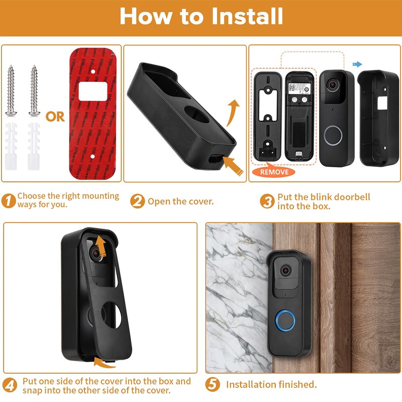 No-Drilling Door Mount for Blink Video Doorbell-1st Gen, Adhesive Doorbell