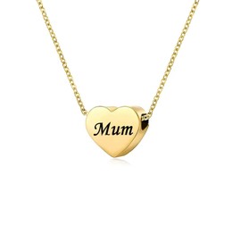 KunBead Jewelry Mini Heart I Love You Mum Necklace from Daughter Son for Christams