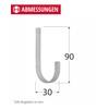 Gedotec Wall Bracket – Universal Hooks Galvanised Steel | Pack