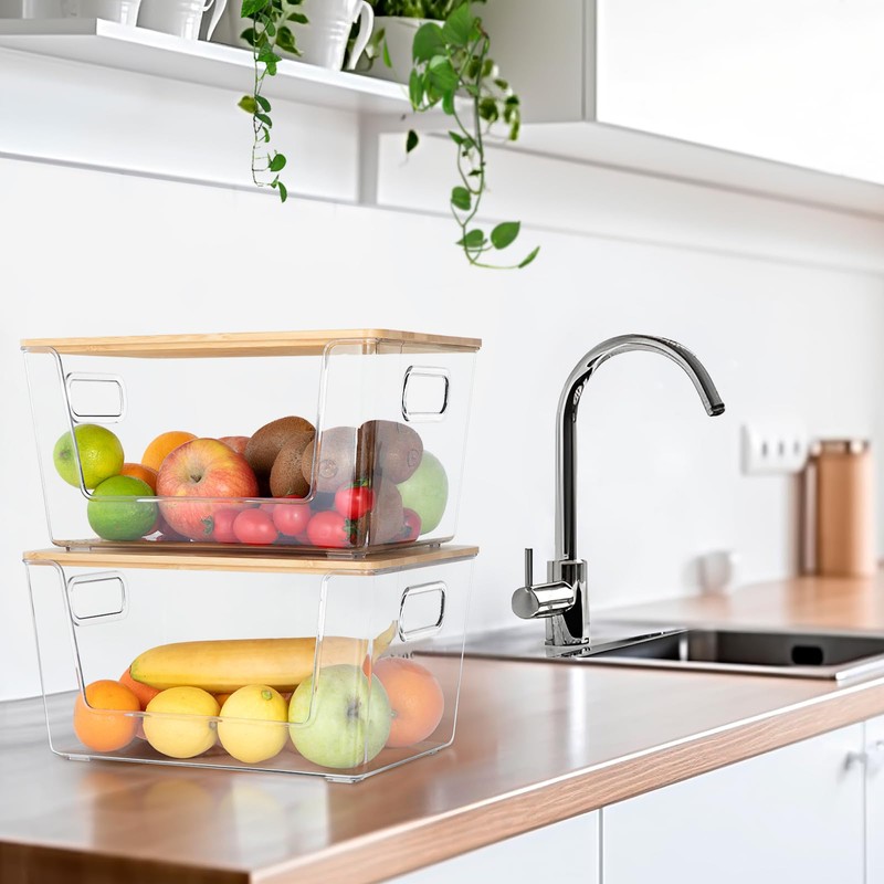 2 Set Pantry Organizer and Storage, Stackable Clear Acrylic Kitchen
