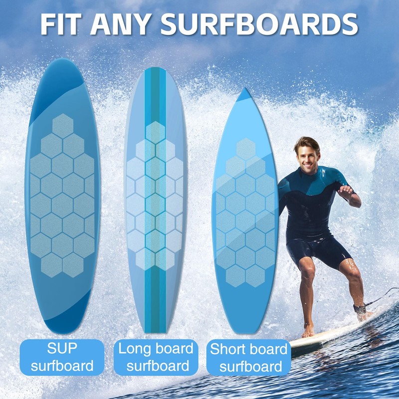 TRINKA 20PCS Surfboard Traction Pads, Waxless Hexagon Surfboard Clear Deck