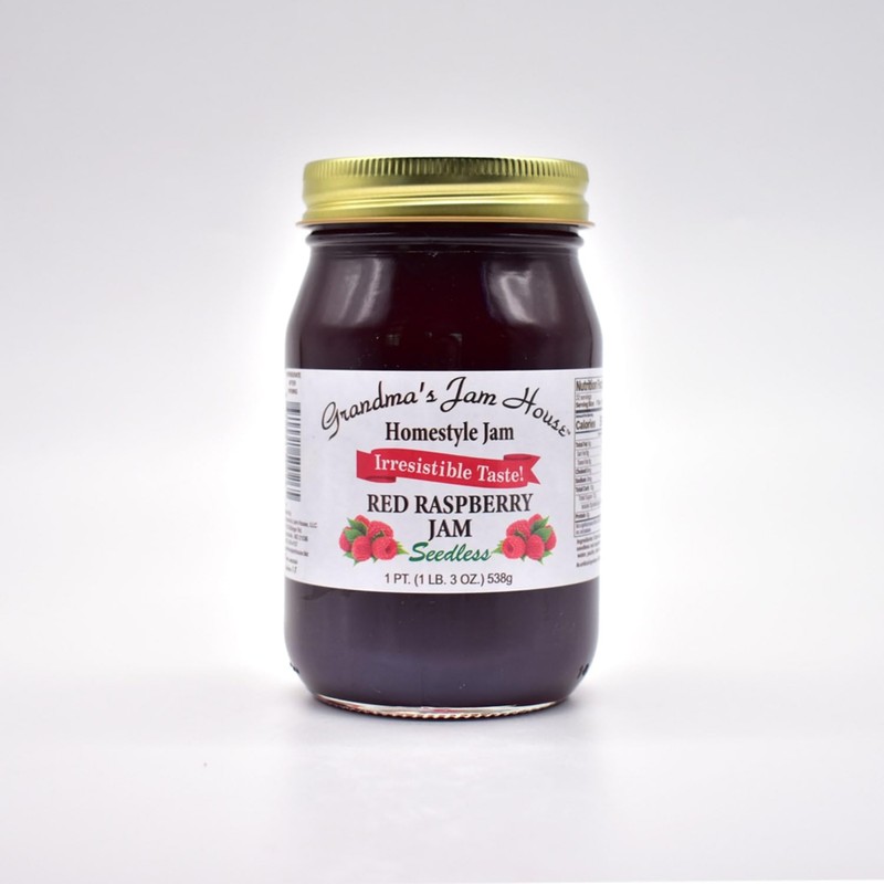 Grandma’s Jam House, Homestyle Red Raspberry Jam, Seedless, 1 pint
