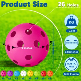 Coopay 40 Pack Baseball Practice Balls Plastic Training Balls Lightweight Hollow Softballs with a Drawstring Bag for Hitting, Baseball Training Indoor Outdoor Use (Multicolor)