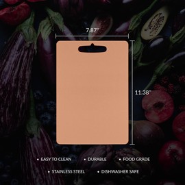 Core Steel Stainless Steel Heavy Duty Dishwasher Safe Cutting Board - Made in USA - Durable and Versatile Kitchen Tool for Precise and Effortless Food Preparation - (11.4"L x 7.9"W) (Bronze)