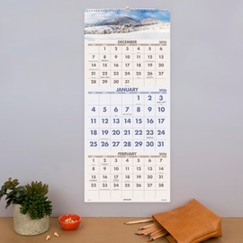 AT-A-GLANCE® 2026 Scenic Three Month Wall Calendar, Large, 12" x 27"