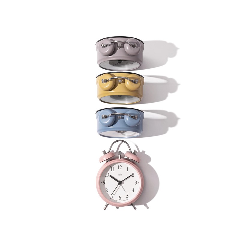 Acctim Haven Analogue Faux Double Bell Small Alarm Clock (Pink