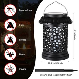 Qualirey 2 Pack Solar Bug Zapper for Outdoor & Indoor, UV Waterproof Mosquito Killer with 360° Protection, 3 in 1 Multi Functional Portable Solar Powered Fly Trap for Garden, Patio, Camping