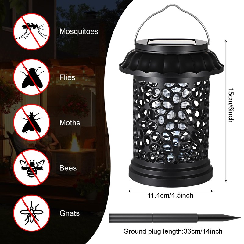 Qualirey 2 Pack Solar Bug Zapper for Outdoor & Indoor,