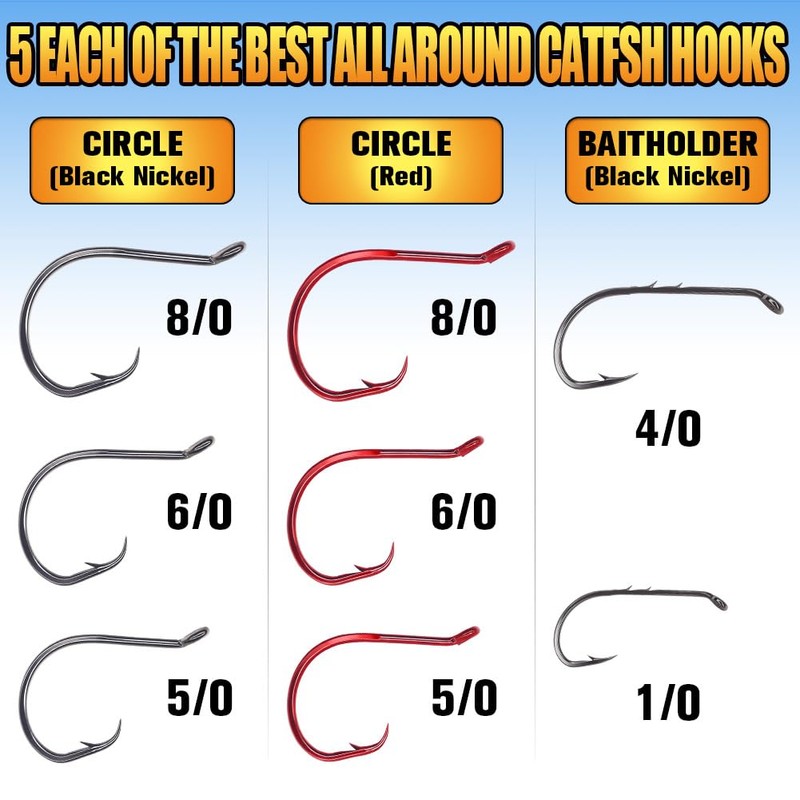Catfish Hook Set Offset Octopus Circle & Baitholder Hooks 100-Pack