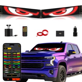 Devil Eyes Light for Cars (2-Pack) – 23.4''x4.7'' Dual LED Eyes for Car Windshield | Perfect Sync, Programmable Patterns, App/Remote Control | for Sedans, SUVs, Medium Trucks – Custom Dynamic Sign