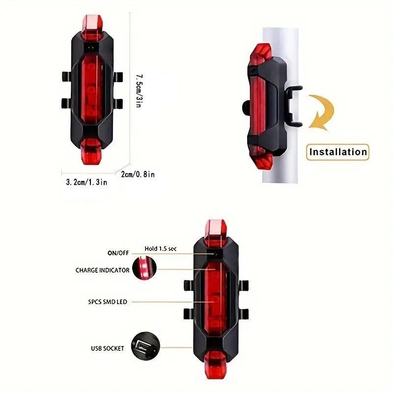 USB Rechargeable Bicycle Rear Light, 4 Modes Bicycle Tail Light,