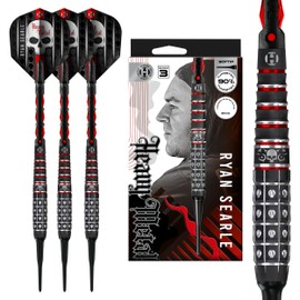 Harrows Ryan Searle Heavy Metal 90% Tungsten Darts, Series 3 Softtip Darts Set - 18g & 20g - Includes Red Carbon Shafts & Silica Flights - Professional Softtip Darts for Electronic Dartboards (20g)