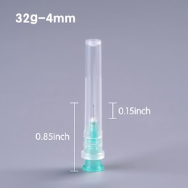 100 Pack 32 Gauge 4mm Disposable Needles with Caps for Industrial Dispensing and Scientific Lab Individually Wrapped