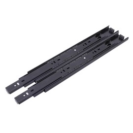 JEMLYD Ball Bearing Drawer Slides 1 Pair 3 Section Heavy-Duty Slide Rails, 8 Inch 100lb Capacity, Full Extension Side-Mount for Cabinets/Dressers/Storage (Black) (8 inches)