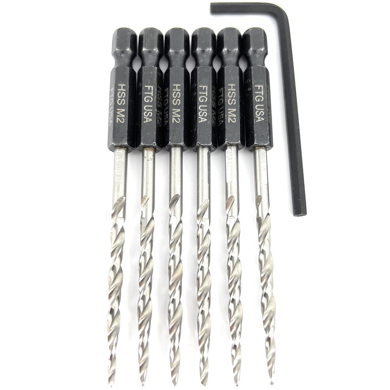 FTG USA 6 Pc #6 (9/64") Tapered Countersink Drill Bit