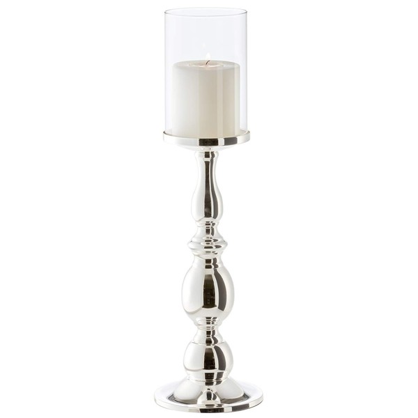 EDZARD Candlestick/windlight Mascha, height 17,7 in, silver plated, tarnish protected, for candles up to ø 3,9 in