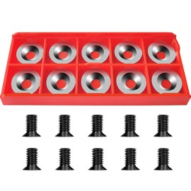 16mm Round Carbide Inserts for Woodturning, Indexable Tungsten Carbide Cutter Inserts Set fits for DIY Woodworking Wood Lathe Turning Finisher Hollower Tools with Screws 10pcs (M5*12)