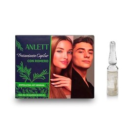 Anlett Tratamiento Capilar con Romero, Kit Mensual, 10 Ampolletas de 4ml, Natural
