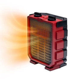 Comfort Zone 1,500W Portable Electric Space Heater with Fan, Adjustable Thermostat, 2 Heat Settings + Fan Mode, Foldable Carry Handle, Overheat & Tip-Over Protection, Indoor Use, Red