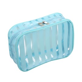 VOCOSTE Klare Kulturtasche, Transparente Make-up-Tasche, PVC, 8,07" x5,91, Blau
