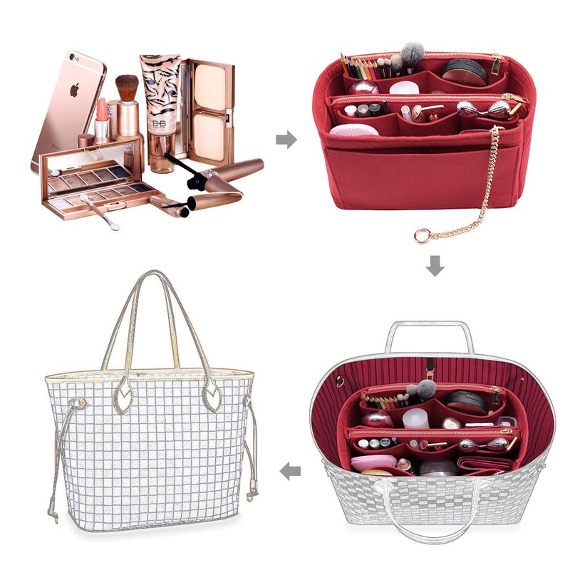 LEXSION 3 in 1 Felt Purse Organizer Insert Bag in