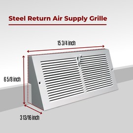 Fits 14x6 Duct Opening | Steel Triangular Baseboard Air Supply Grille with Damper by Handua| Air Register Vent Cover Grill | 3-13/16" Depth | White | Outer Dimensions: 15-3/4" x 6-5/8"