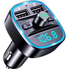 Bluetooth Wireless Dual USB Ports FM Transmitter Adaptor for Cars, MP3 Hands-Free Calling Player, Wireless Radio Receiver, Universal Fast Car Charger, LED Screen Supports TF Card & USB Flash Drive.