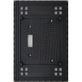 Arts & Crafts Mission Style Oil Rubbed Bronze 2 Gang Switch Plate - 1 Toggle Light Switch Opening 1 Blank