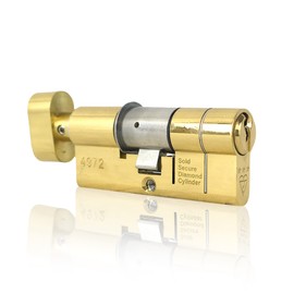 UAP Thumb Turn Euro Cylinder Lock - 3* Kitemarked Euro Lock Cylinder - Door Barrel Lock with 5 Keys Suitable for All Doors - Anti-Snap, Anti-Bump, Anti-Drill (90mm 45/45) (Brass)