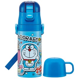 Skater SKDC3-A Children's Stainless Steel Water Bottle, 2-Way Direct Drinking, 14.2 fl oz (420 ml), Cup Drinking, 11.8 fl oz (350 ml), Stickers, Lightweight, Girls, Hot and Cold Water Bottle, Small Capacity Type, Water Bottle, Cute Kids, Children, Water 