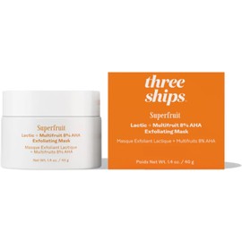 Three Ships Superfruit Lactic and Multifruit 8% AHA Exfoliating Mask - As Seen on Dragons’ Den - Natural Vegan Face Mask Scrub - Exfoliating Treatment Mask for Face - All Skin Types, 1.4 oz
