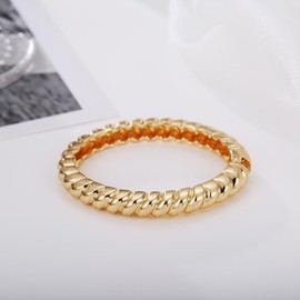 GREICHFAN Gold Twisted Chunky Bangle Bracelet for Women Oval Hinged Bangle Bracelet