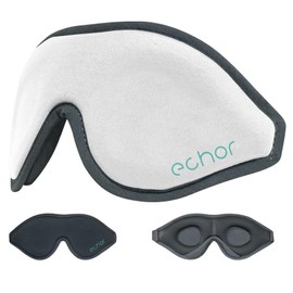 Echor 3D Sleep Mask for Men and Women, Night Mask, Sleeping Mask, Blocks Light, 100% Eye Mask, Adjustable Foam Blindfold for Travel and Travel (White)