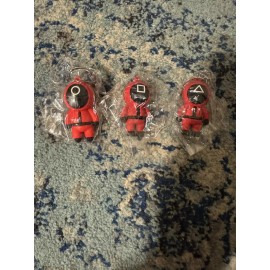 Squid Game Mask Figure 3D Keychain Charm Toy Mini Doll Soldier Set of 3