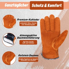 HLDD HANDLANDY Leather Work Gloves for Men & Women - Cowhide Gardening & Welding Gloves