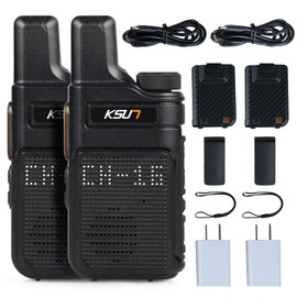 Walkie Talkies Long Range FRS Two Way Radio for Adults VOX Hand Free Handheld Transceiver with Earpieces Mic 4000mAh Rechargeable Battery Compact 2 Way Radio, 2-Pack