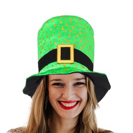 Bouory Big St Patrick's Day Hat Gold Buckle Hat Green Shamrock Headwear Irish Top Head Accessory for Adult