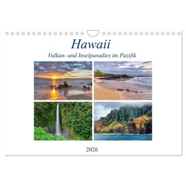 Hawaii - Vulkan- und Inselparadies im Pazifik (Wandkalender 2026 DIN A4 quer), CALVENDO Monatskalender: Bilderreise über die Hawaii Inseln Kauai, Maui, Oahu und Big Island (CALVENDO Orte)