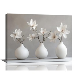 Bathroom Wall Art Zen Wall Decor Spa White Flower Pictures Canvas Painting Framed Artwork Home Decorations for Yoga Meditation Room Living Room Bedroom 16"x12"