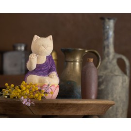 The Cat Buddha Amita Nyorai (Guardian of the Dog/Big Year of the Dog), Original Prototype Supervised by Buddha, 12 Zodiac Amulet Maneki Cat Figurine (NB8 Amida