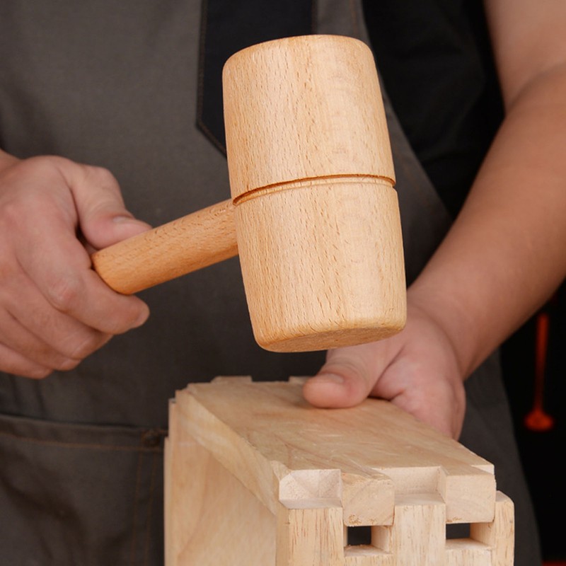 Wooden Mallet Round Head Lightweight Solid Beech Wood Hammer for
