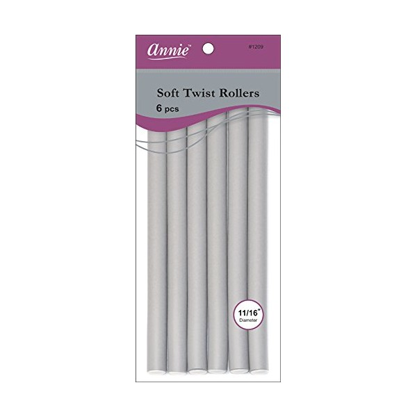 Annie 01209 Soft Twist Rollers, Gray, 6 Count