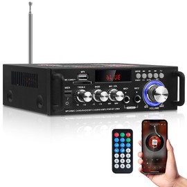 Amplifier Home Audio,BT-298A Bluetooth Amplifier 2.0CH Stereo Receivers RMS 40W+40W Integrated FM Radio,Karaoke,HiFi Sound Amp Bluetooth 5.0 AUX MIC SD USB Input Receiver Stereo for Home,Car,Party