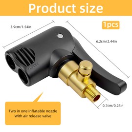 Locking Air Chuck for Bike Tire, Dual Head Pump Nozzle, Lock On Air Chuck Tire Inflator Hose Adapter, Black Bike Pump Adapter Dual Head Bike Track Pump Tyre Air Pump Valve Adapter for Tire Inflator