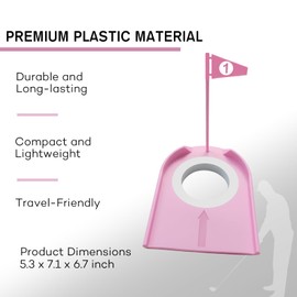 Shu-Ran 9 Pack Golf Putting Cup Set with Flags & Ball Retriever - Portable Indoor & Outdoor Golf Hole Training Aids for Home Office Garage Yard Indoor Outdoor, Pink