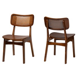 Baxton Studio Tafari Dining Chairs, Set of 2, Walnut Brown/Light Brown