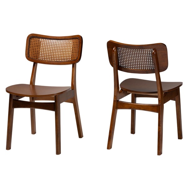Baxton Studio Tafari Dining Chairs, Set of 2, Walnut Brown/Light