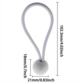 KKUANG 10PCS 102.3mm/4.02inch White Heavy Duty Tent Bungee Ball Cord Strap Ball Stretch Cord Elastic Cord Stretch Storage Stretch Ball Cord for Tent Cargo Hose Fixing
