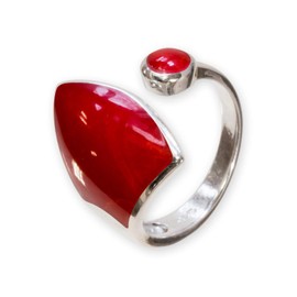 Fly Style 925 Silver Women's Open Ring Adjustable 925 Silver Ring with Stone or Shell Inlays, Shell, No Gemstone